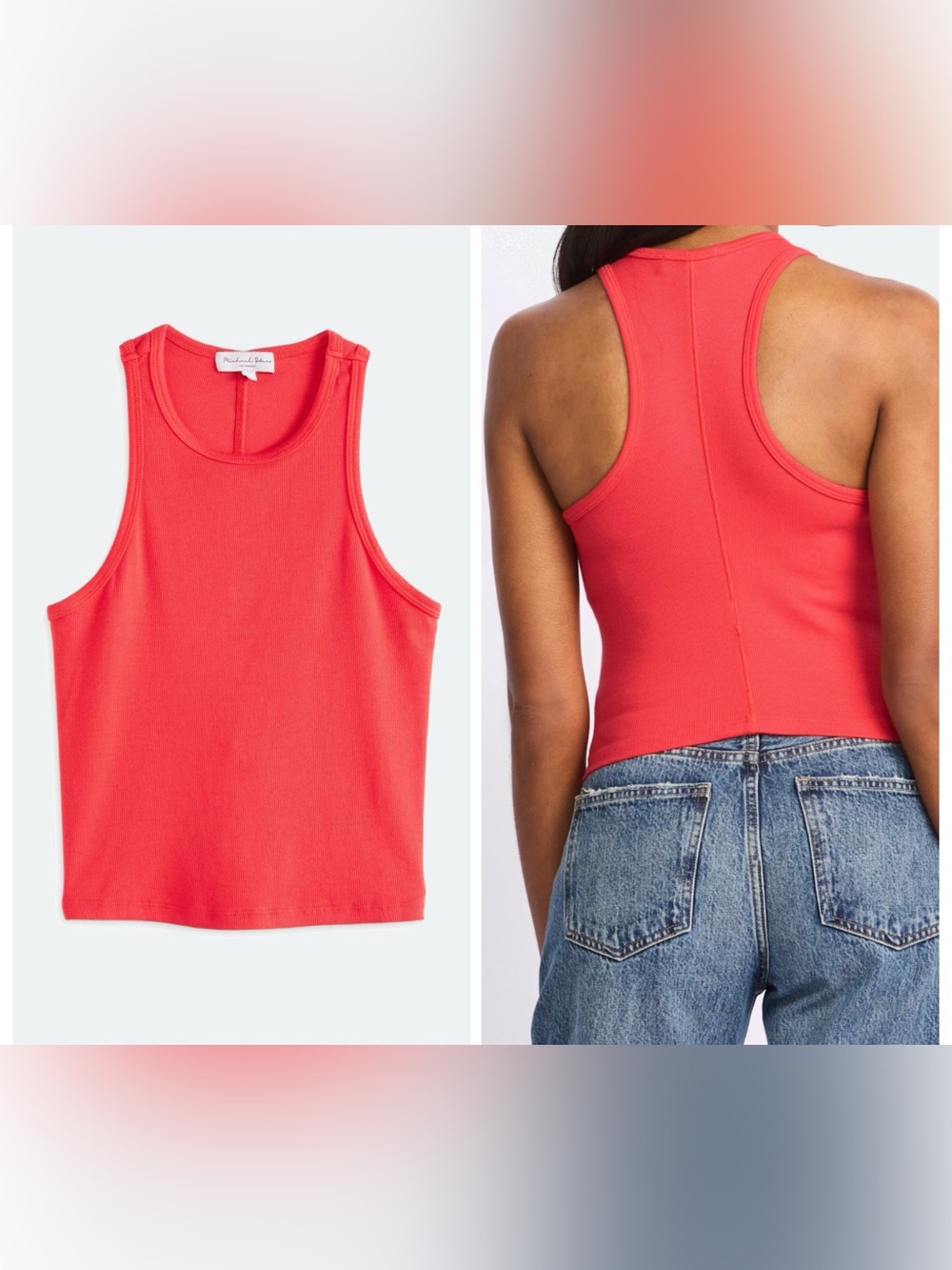 NWT Michael Stars Pina Ribbed Racerback Tank Top in Red - Women